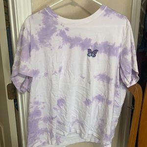 purple tye dye butterfly shirt
